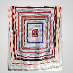Retro 70s Granny Square Handmade Crochet Throw Blanket